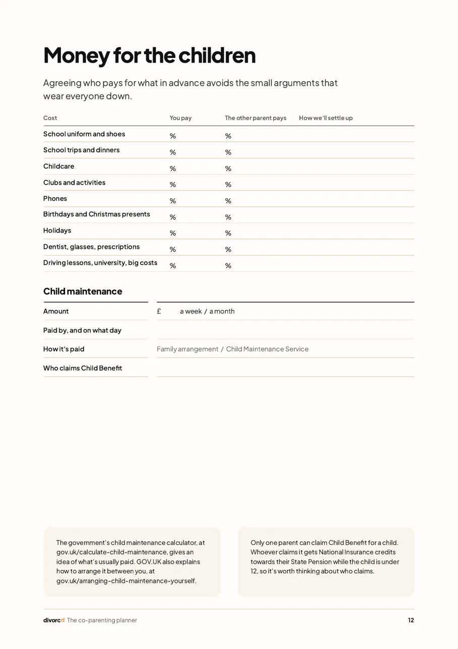 The money for the children page